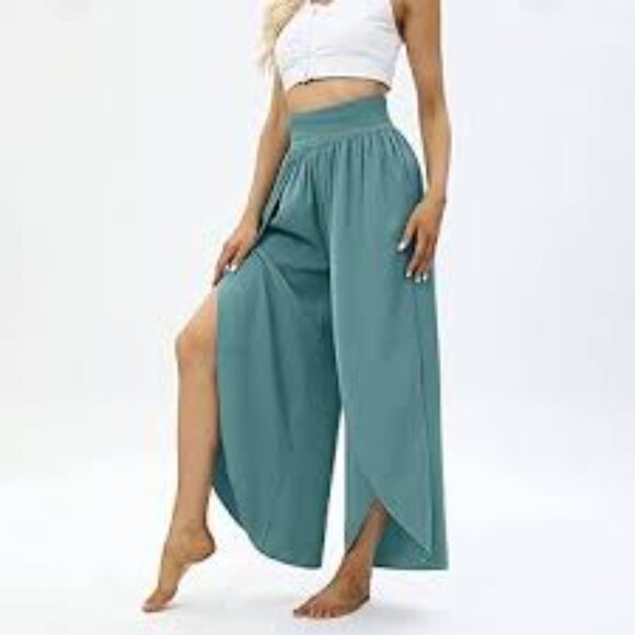 47- NWT HALARA BREEZEFUL HIGH WAISTED POCKET PALAZZO FLOWY WIDE LEG PANTS - Picture 3 of 6
